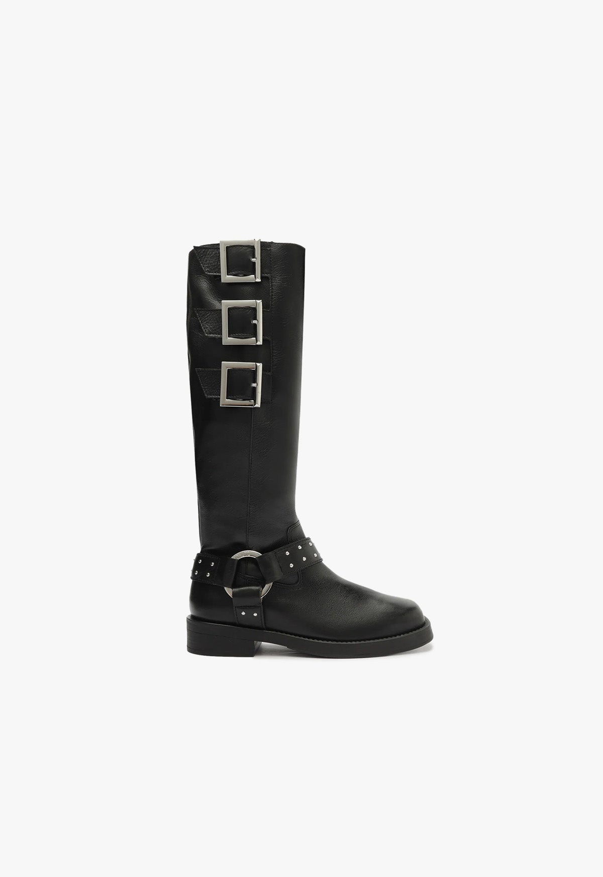 Luccia Buckle Graxo Leather Boot 5 Black Graxo Leather - Schutz Shoes