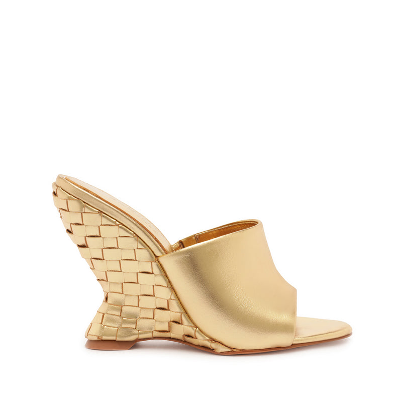 Aprill Woven Leather Sandal Sandals Resort 24 5 Gold Metallic Leather - Schutz Shoes