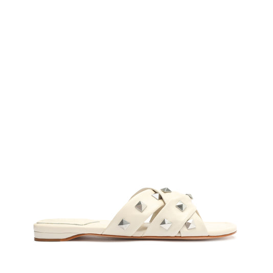 Roxanne Nappa Leather Sandal Flats OLD 5 Pearl Nappa Leather - Schutz Shoes