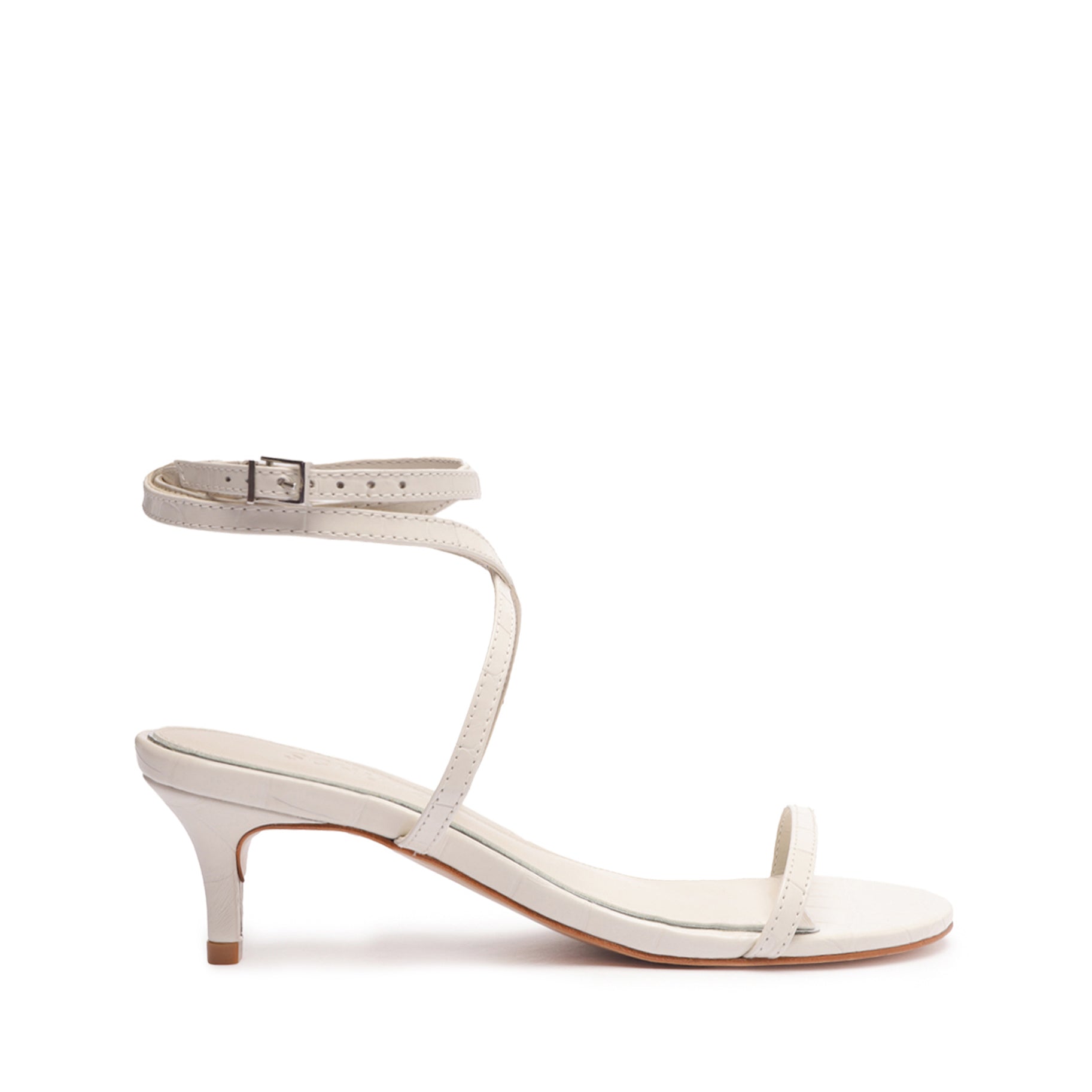 Sherry Leather Sandal Sandals FALL 23 5 Pearl Crocodile-Embossed Leather - Schutz Shoes