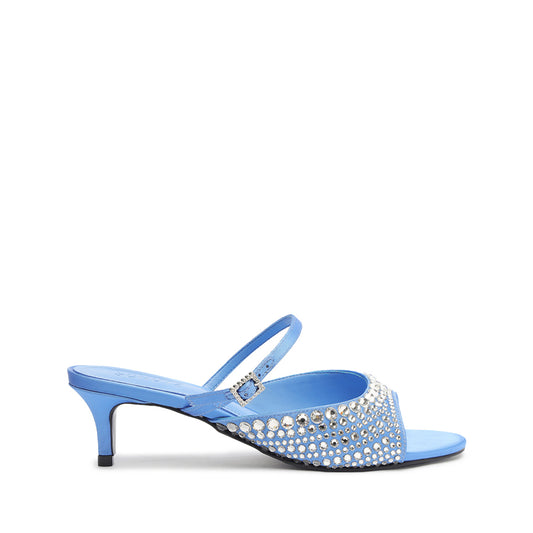 Louise Low Satin Sandal HIGH SUMMER 24 5 Blue Satin - Schutz Shoes