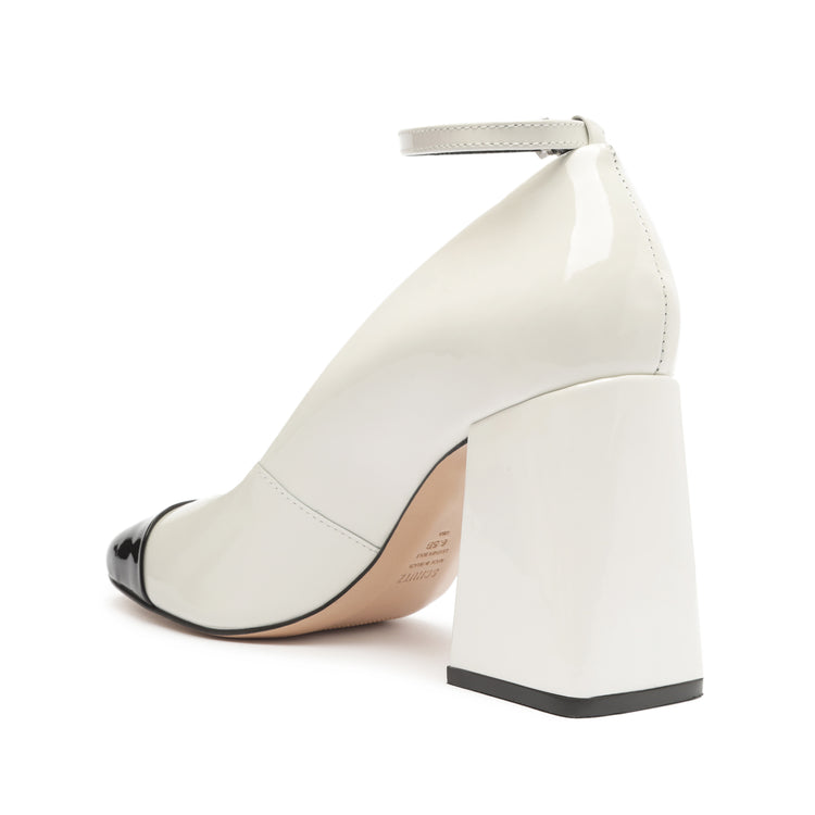 Dorothy Casual High Block Patent Leather Pump White