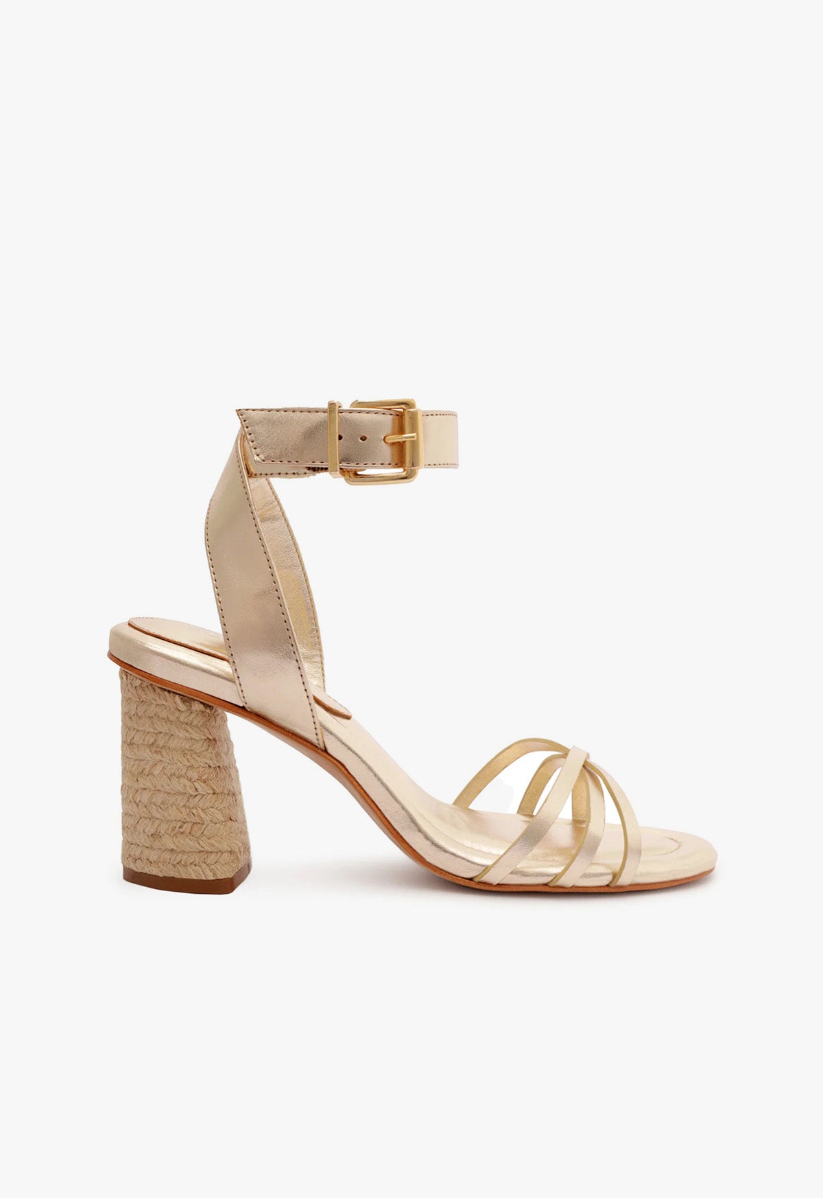 Alexandra High Block Sandal OLD 5 Gold Metallic Leather - Schutz Shoes
