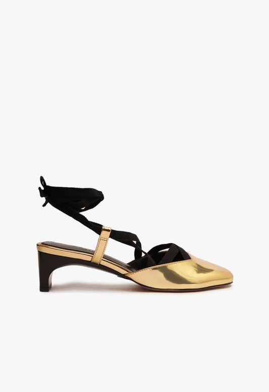 Amarie Specchio Leather Pump FALL 23 5 Gold Specchio Leather - Schutz Shoes