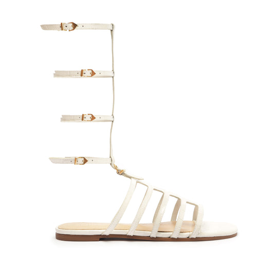 Hayden Crocodile-Embossed Leather Sandal SPRING 24 5 Pearl Crocodile-Embossed Leather - Schutz Shoes