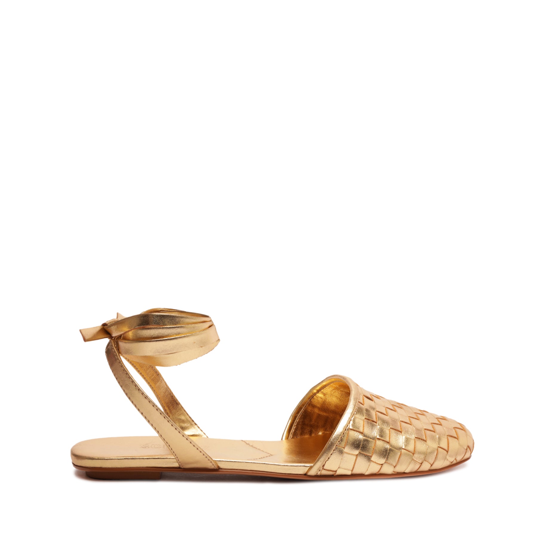 Ariel Woven Leather Flat Flats RESORT 24 5 Gold Metallic Leather - Schutz Shoes