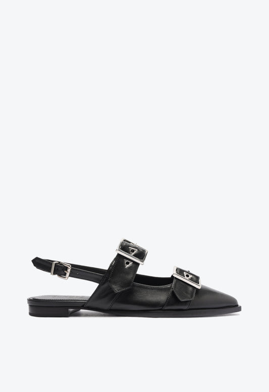 Darla Sling Leather Flat Pre Fall 24 5 Black Leather - Schutz Shoes