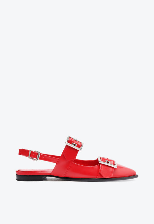 Darla Sling Leather Flat Pre Fall 24 5 Red Leather - Schutz Shoes