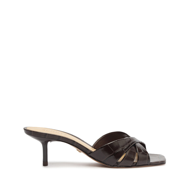 Keefa Mule Leather Sandal Sandals Spring 24 5 Brown Crocodile-Embossed Leather - Schutz Shoes