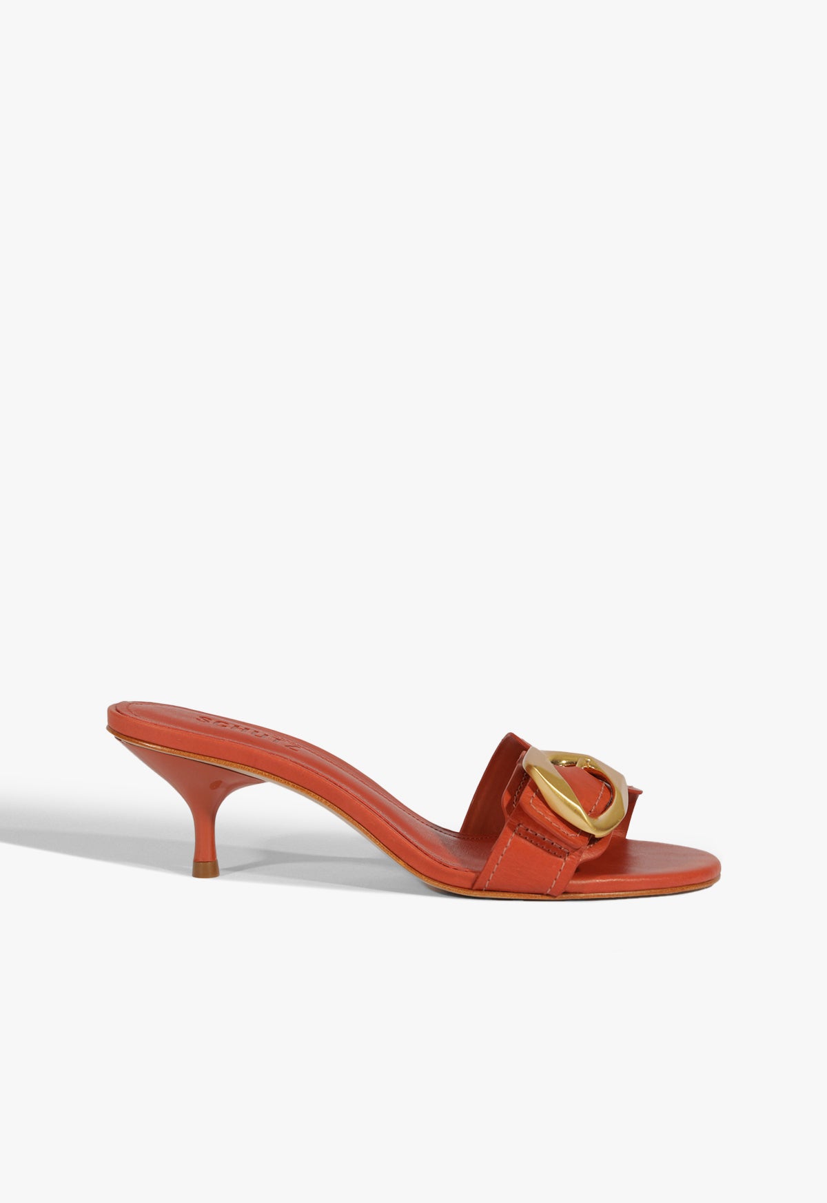 Olga Kitten Leather Sandal Sandals Spring 25 5 Orange Leather - Schutz Shoes