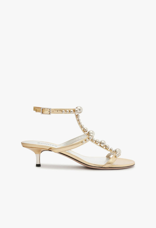 Arienne Leather Sandal WINTER 23 5 Gold Metallic Leather - Schutz Shoes