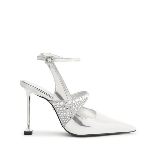 Louise Leather Pump HIGH SUMMER 24 5 Silver Satin - Schutz Shoes