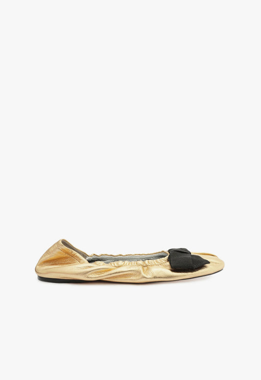 Suzanne Leather Flat Flats WINTER 23 5 Gold Calf Leather - Schutz Shoes