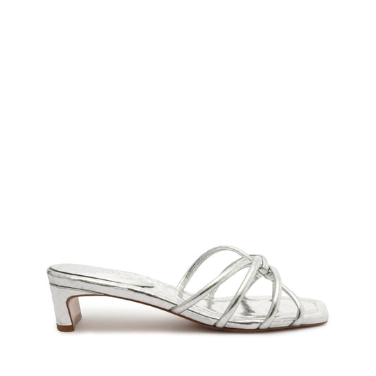 Rachel Mule Metallic Leather Sandal Sandals FALL 23 5 Silver Metallic Leather - Schutz Shoes