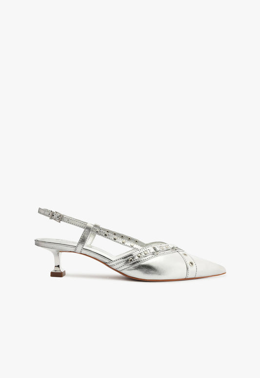 Venezia Metallic Leather Pump WINTER 23 5 Silver Metallic Leather - Schutz Shoes