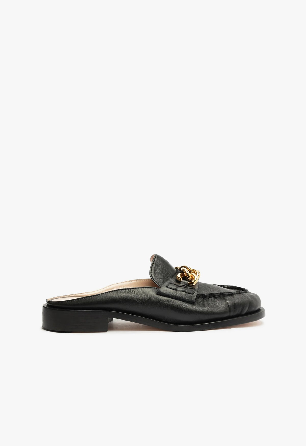 Luca Chain Leather Flat Flats WINTER 23 5 Black Nappa Leather - Schutz Shoes