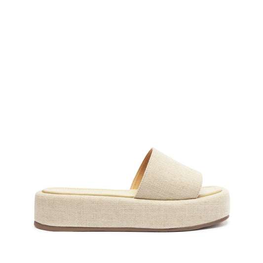 Yara Linen Flatform Flats SPRING 24 5 Oyster Fabric - Schutz Shoes