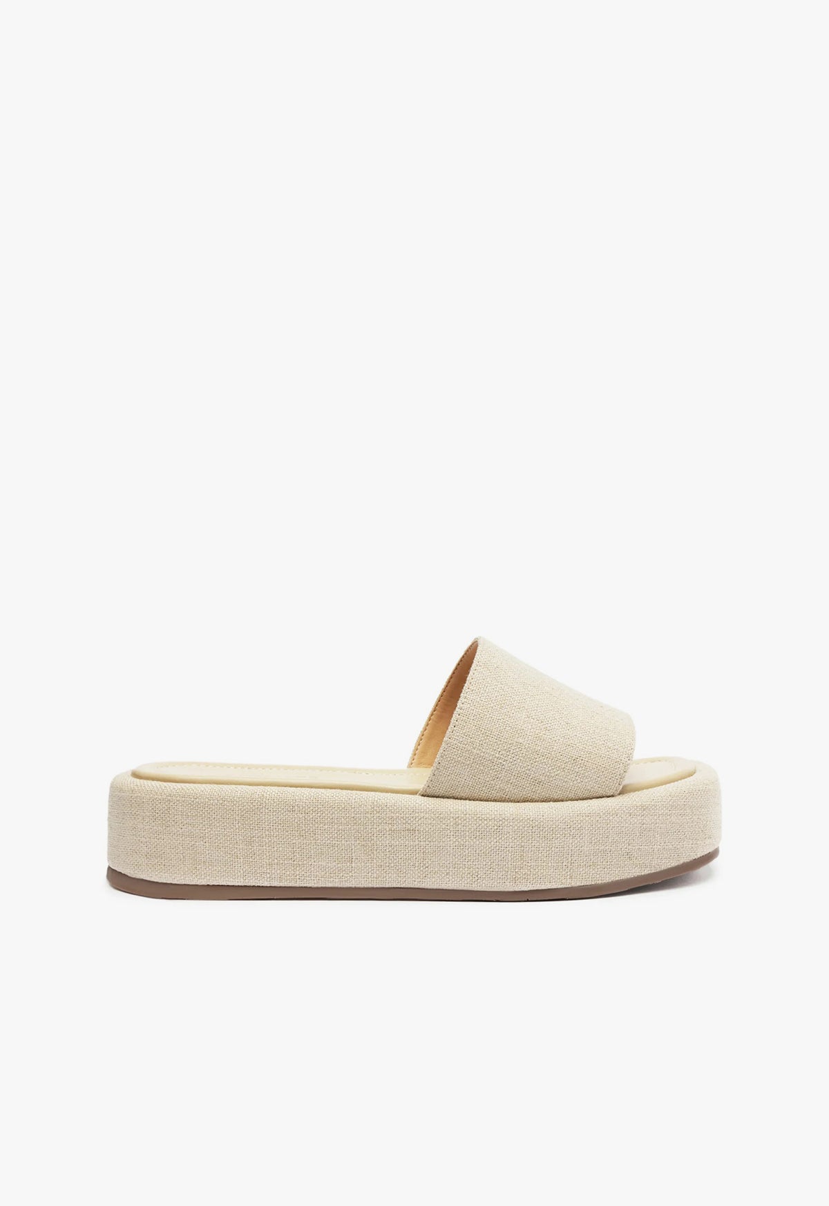 Yara Linen Flatform Flats SPRING 24 5 Oyster Fabric - Schutz Shoes