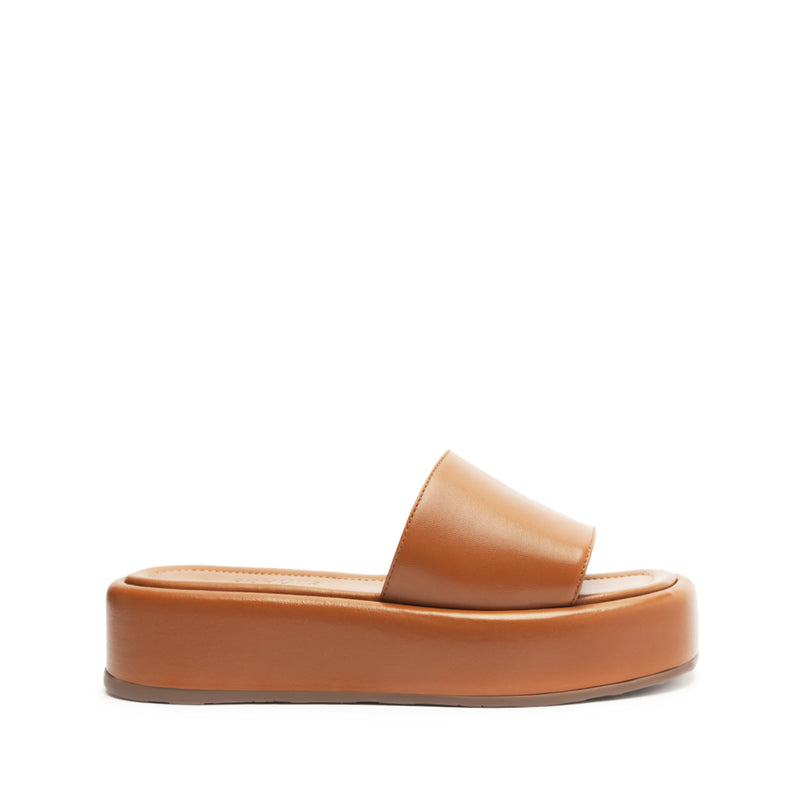 Yara Leather Sandal Flats Spring 24 5 Honey Peach Atanado Leather - Schutz Shoes