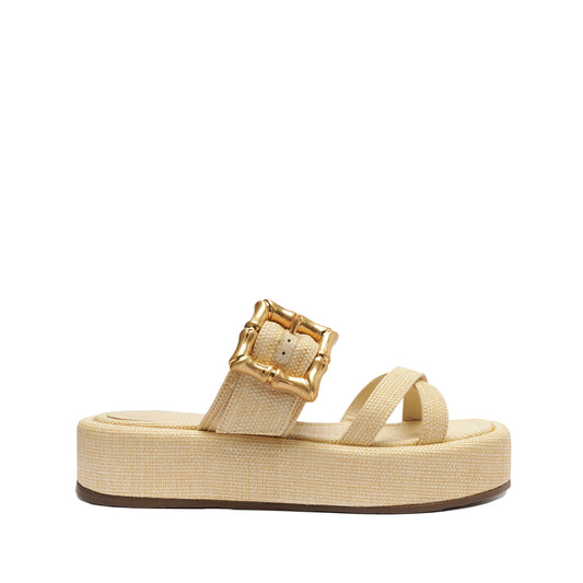 Lola Flatform Sandal Flats SPRING 24 5 Eggshell Atanado Leather - Schutz Shoes