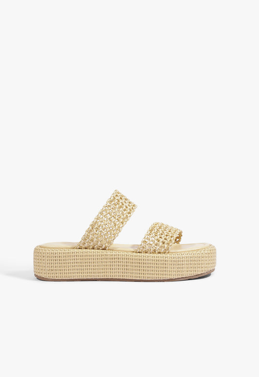 Aberdeen Flatform Sandal 5 Gold Synthetic - Schutz Shoes