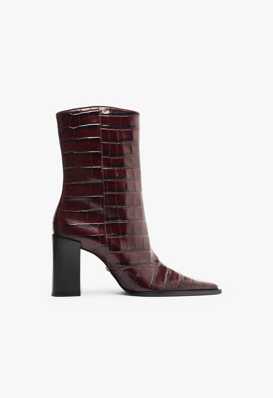 Raffaela Bootie Fall 24 5 Cherry Wine Leather - Schutz Shoes