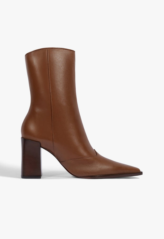 Raffaela Leather Bootie 5 Warm Toffee Leather - Schutz Shoes