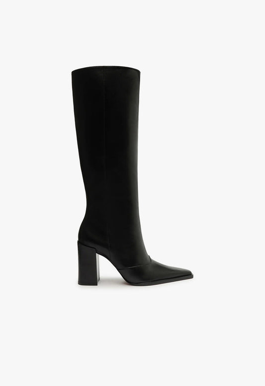 Raffaela Up Leather Boot FALL 24 5 Black Atanado Leather - Schutz Shoes