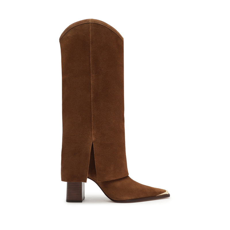 Raffaela Cloak Boot Boots Fall 24 5 Dark Caramel Suede - Schutz Shoes