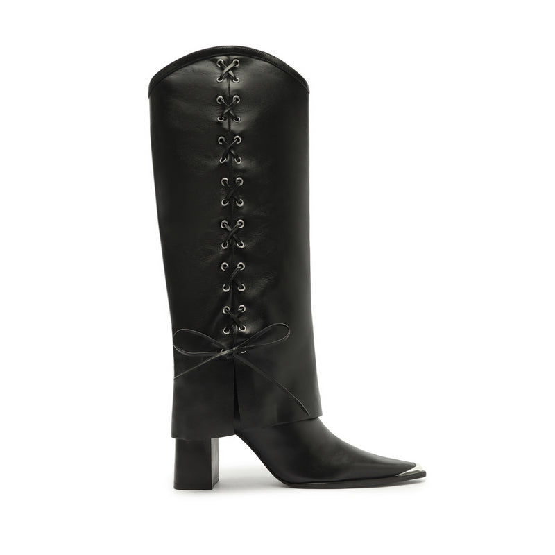 Raffaela Cloak Eyelets Boot Boots Fall 24 5 Black Leather - Schutz Shoes