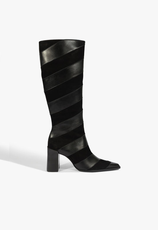 Raffaela Up Chevron Boot Fall 25 5 Black Multimaterial - Schutz Shoes