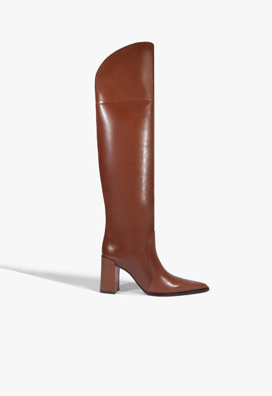 Raffaela OTK Leather Boot 5 Warm Toffee Leather - Schutz Shoes
