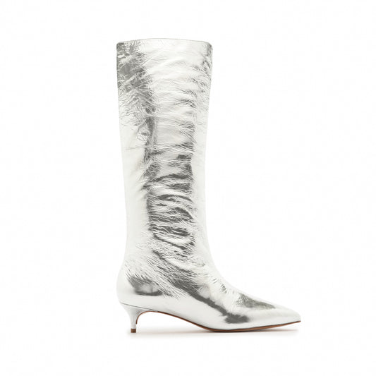 Gail Up Smashed Metallic Leather Boot Boots WINTER 23 5 Silver Smashed Metallic - Schutz Shoes