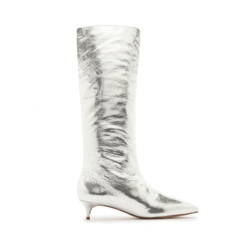 Gail Up Smashed Metallic Leather Boot Boots Winter 23 5 Silver Smashed Metallic - Schutz Shoes