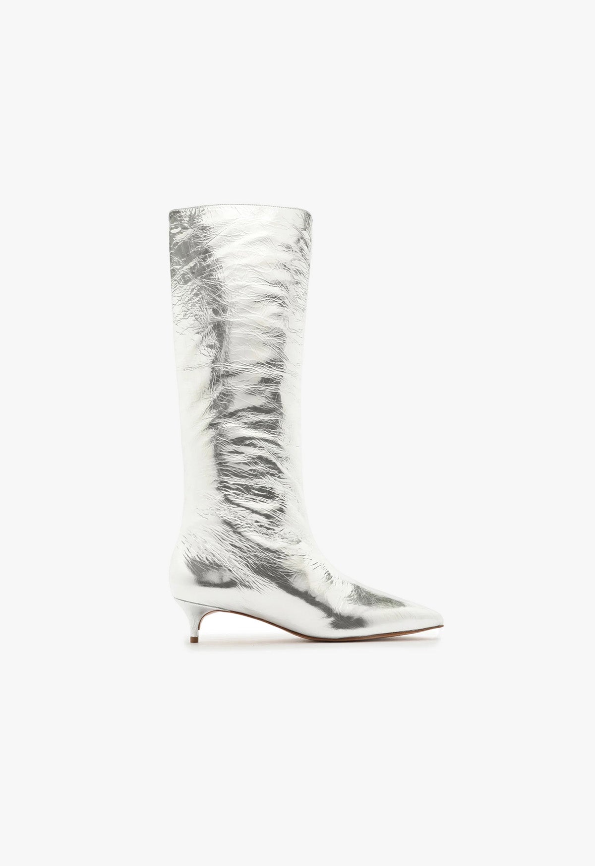 Gail Up Smashed Metallic Leather Boot Boots WINTER 23 5 Silver Smashed Metallic - Schutz Shoes