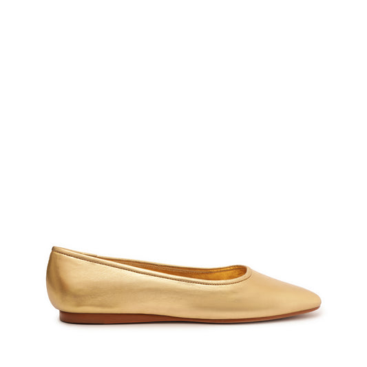 Vanessa Leather Flat Flats FALL 23 5 Gold Calf Leather - Schutz Shoes