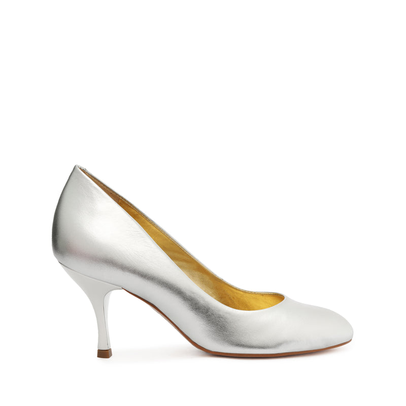 Giordana Leather Pump Pumps Fall 23 5 Silver Metallic Leather - Schutz Shoes