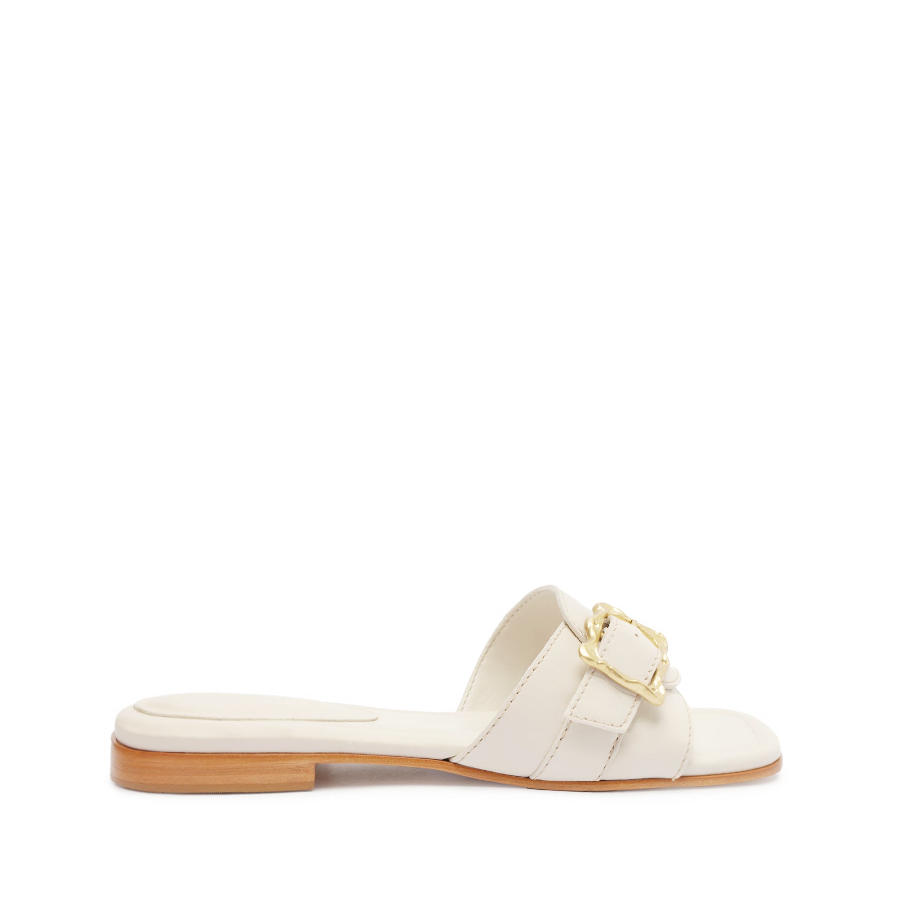 Wavy Flat Sandal SUMMER 24 5 White Leather - Schutz Shoes