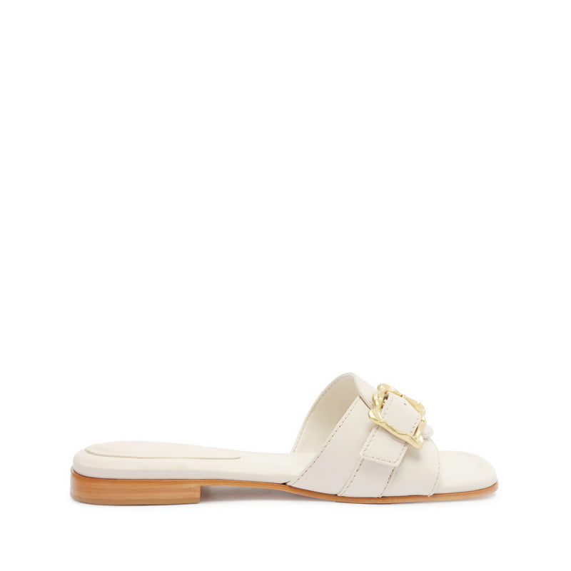 Wavy Flat Sandal Flats SUMMER 24 5 White Leather - Schutz Shoes