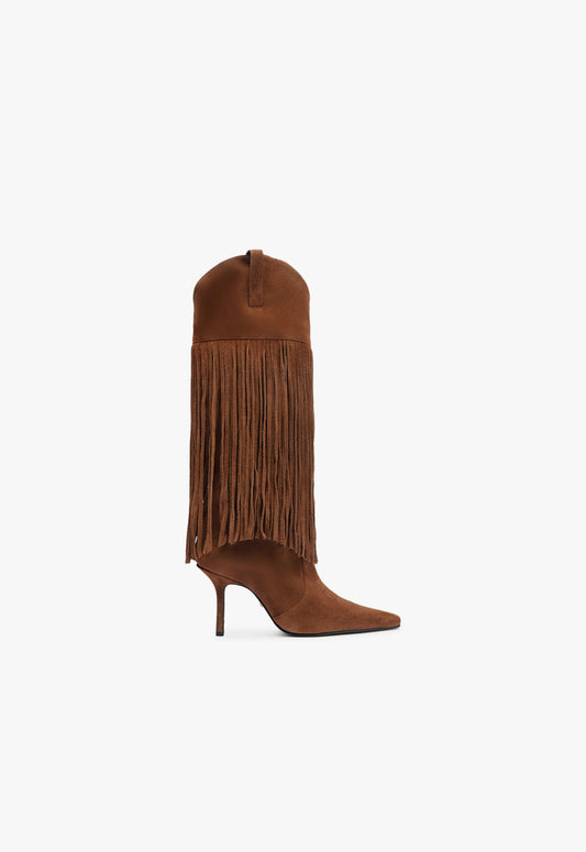 Raffaela Up Fringes Boot Boots Fall 24 5 Brown Suede - Schutz Shoes