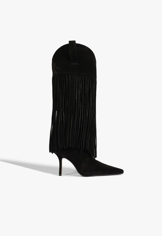 Raffaela Up Fringes Stiletto Suede Boot Fall 25 5 Black Suede - Schutz Shoes