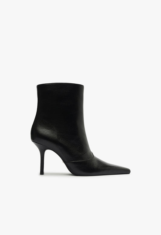 Raffaela Stiletto Bootie Booties Fall 24 5 Black Leather - Schutz Shoes