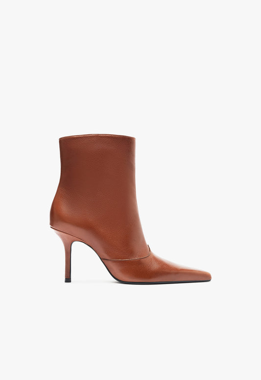 Raffaela Stiletto Bootie Booties Fall 24 5 Brown Leather - Schutz Shoes