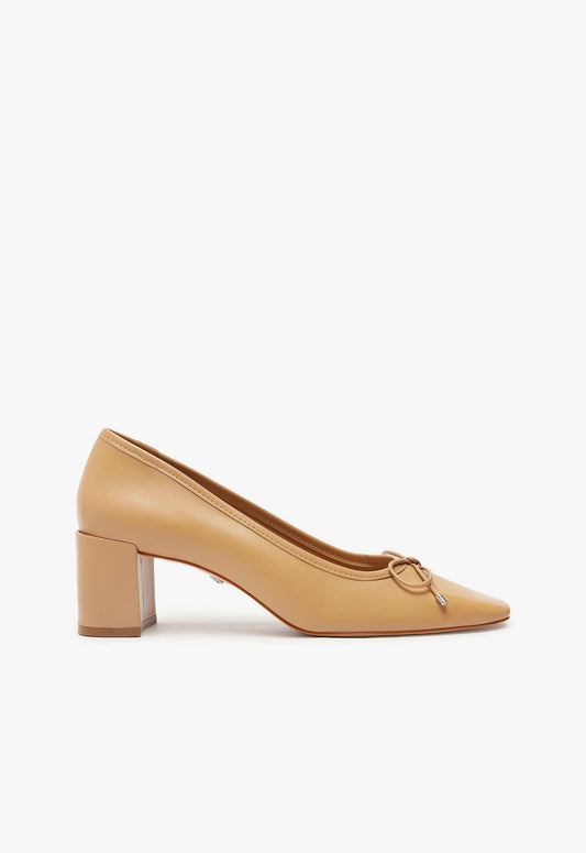 Arissa Block Leather Pump Pre Fall 24 5 Beige Leather - Schutz Shoes