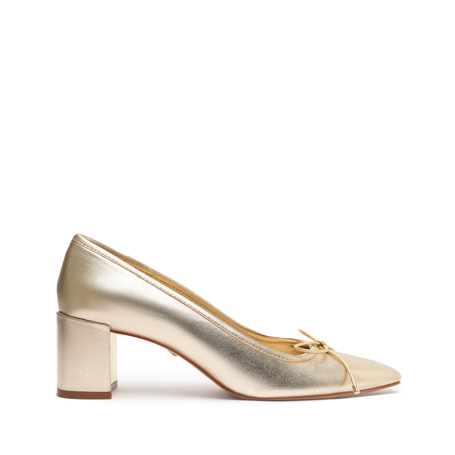 Arissa Block Metallic Leather Pump Pumps Pre Fall 24 5 Gold Leather - Schutz Shoes