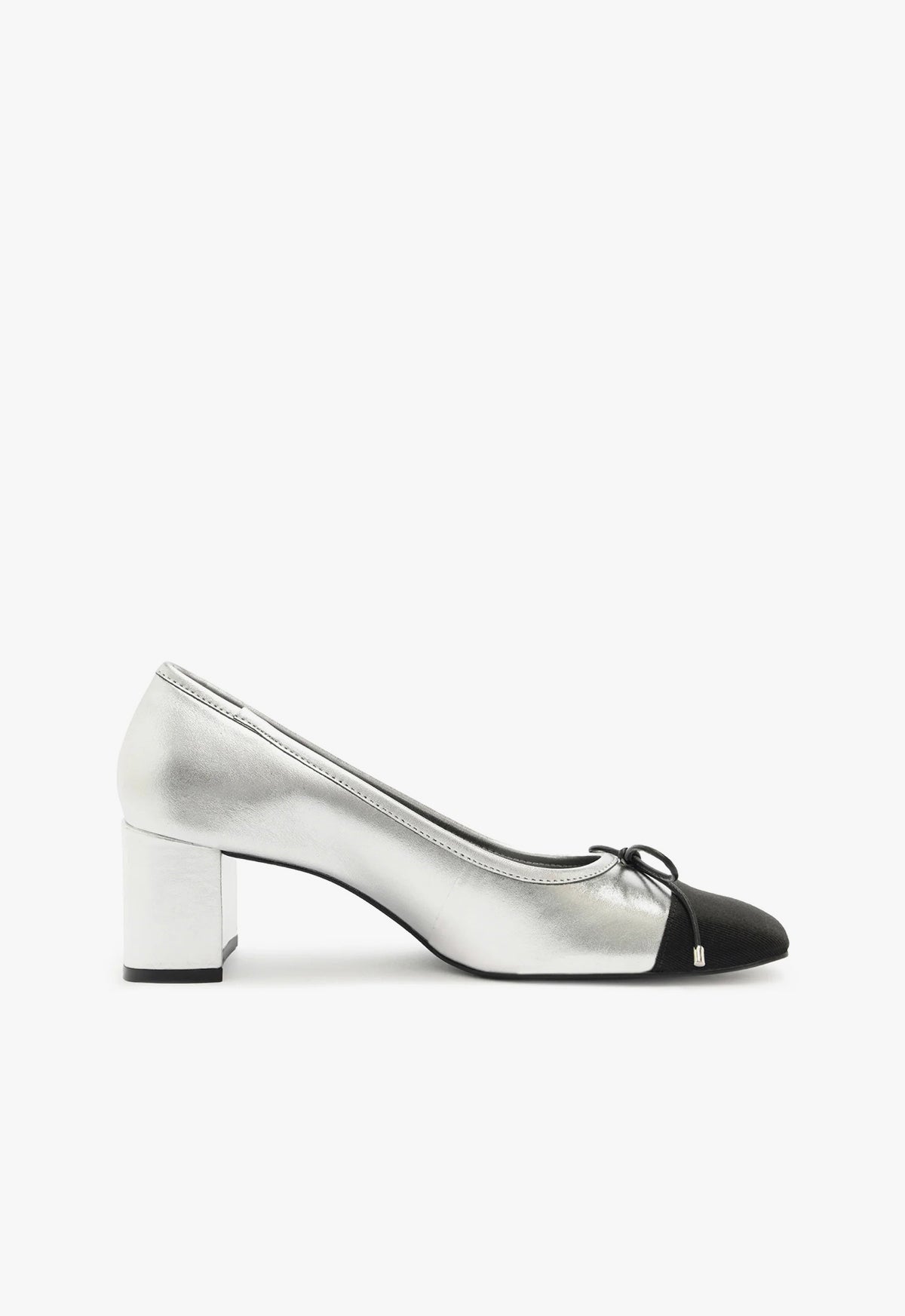 Arissa Block Metallic Leather Pump Pumps Pre Fall 24 5 Silver Leather - Schutz Shoes