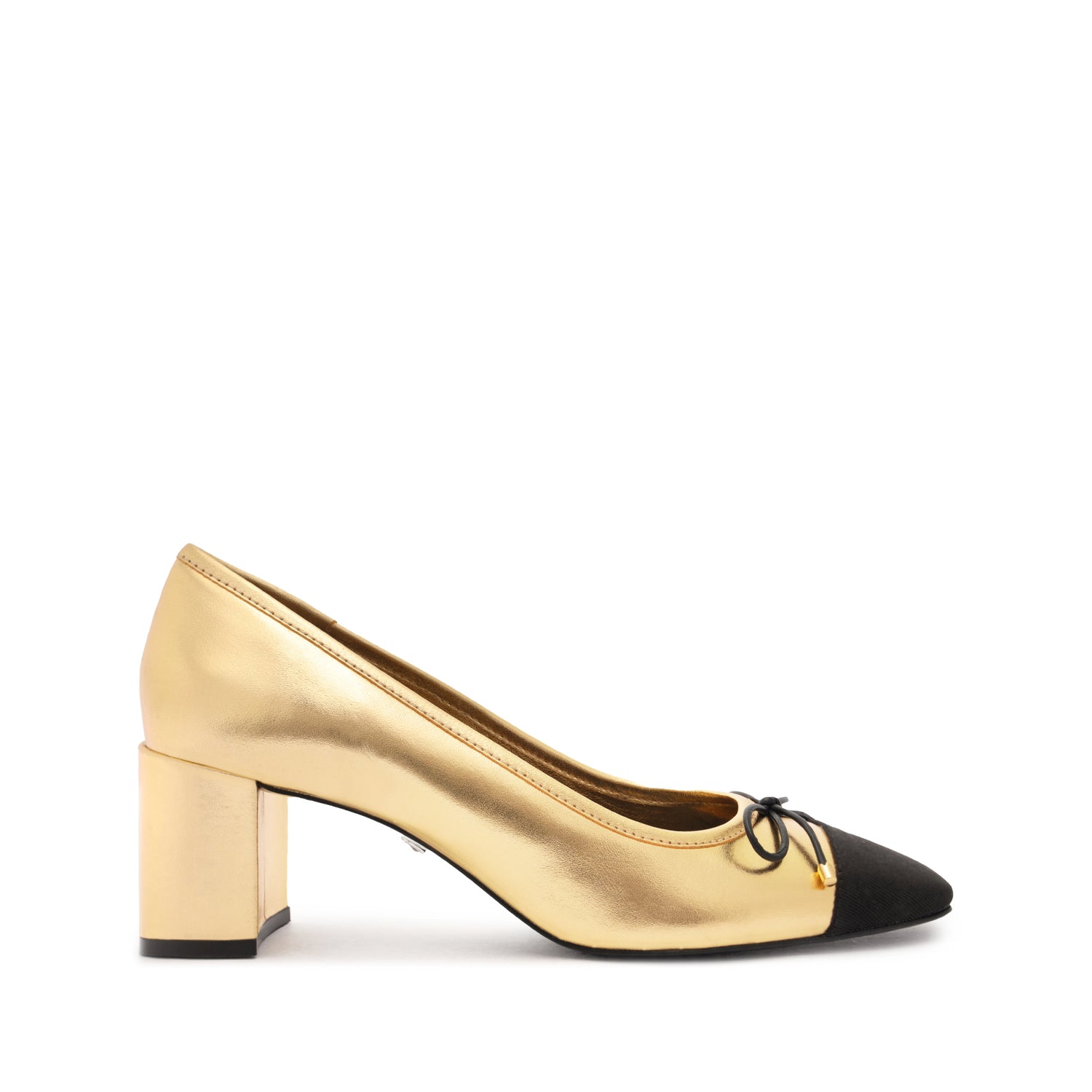 Arissa Block Metallic Leather Pump Pumps Pre Fall 24 5 Gold Leather - Schutz Shoes