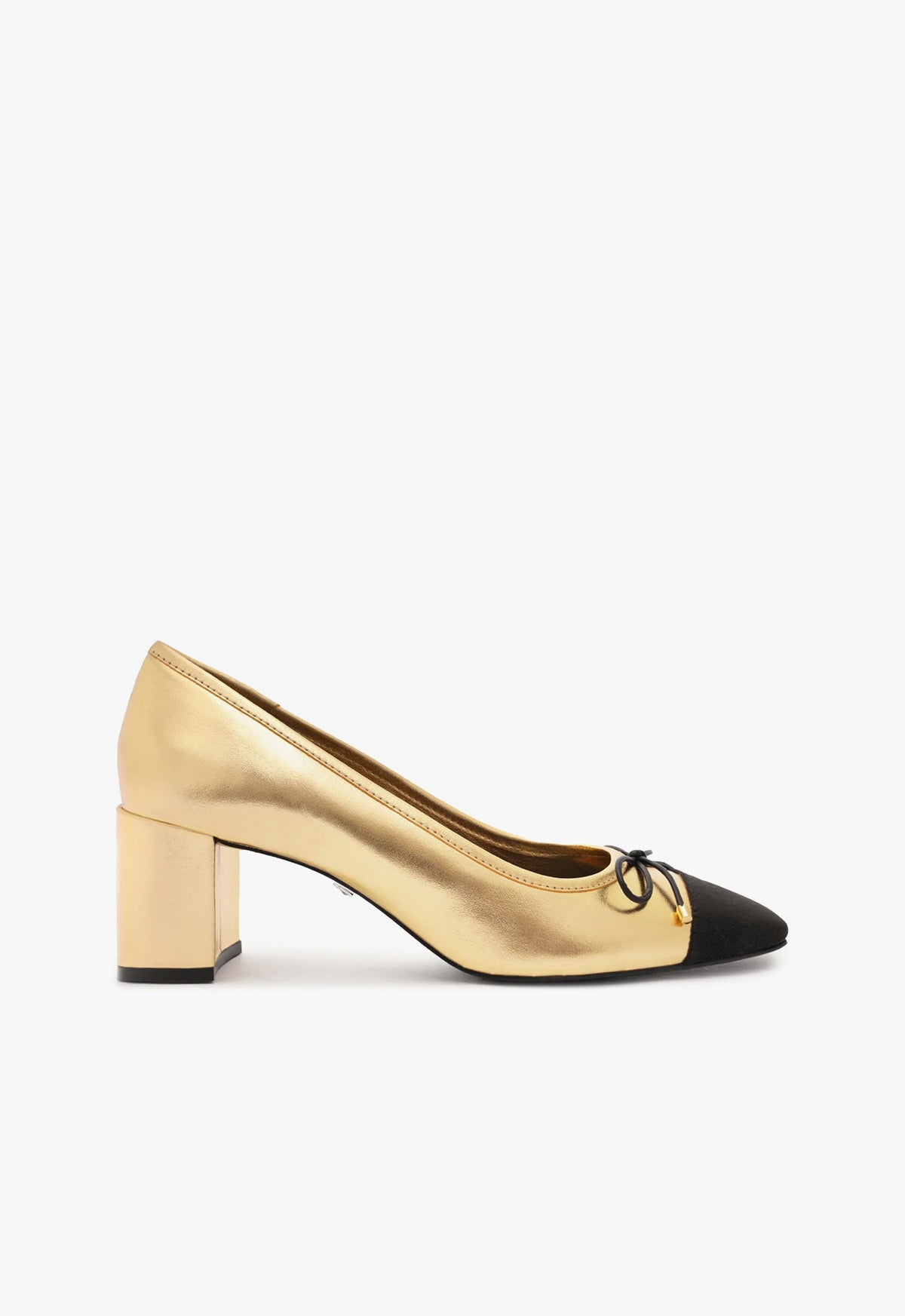 Arissa Block Metallic Leather Pump Pumps Pre Fall 24 5 Gold Leather - Schutz Shoes