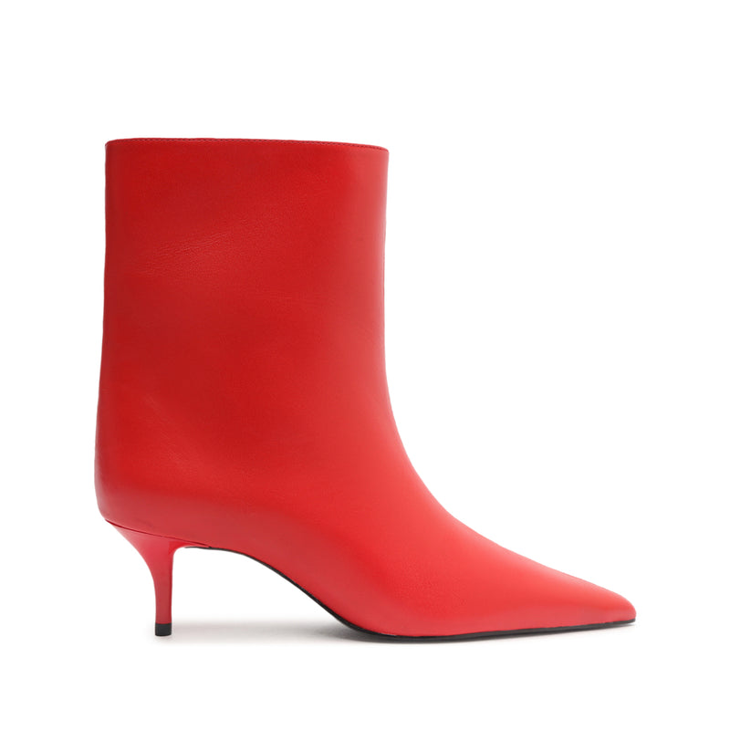 Frances Bootie Booties Fall 24 5 Flame Scarlet Atanado Leather - Schutz Shoes