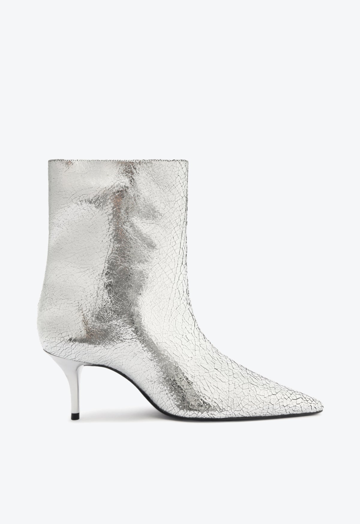 Frances Bootie Booties Fall 24 5 Silver Crackled Leather - Schutz Shoes